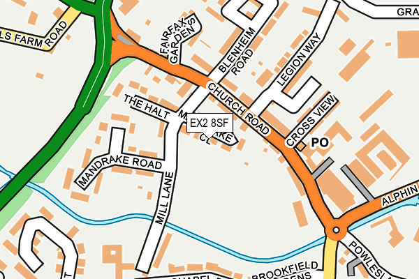 EX2 8SF map - OS OpenMap – Local (Ordnance Survey)