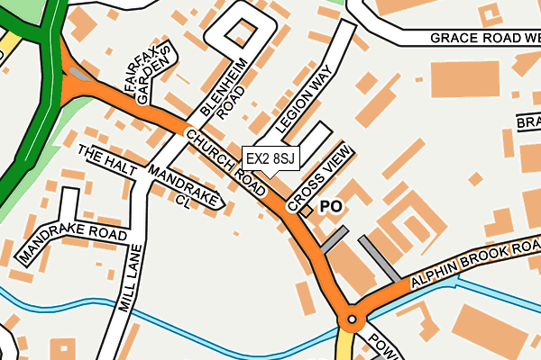 EX2 8SJ map - OS OpenMap – Local (Ordnance Survey)