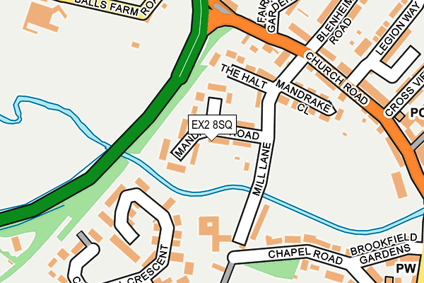 EX2 8SQ map - OS OpenMap – Local (Ordnance Survey)