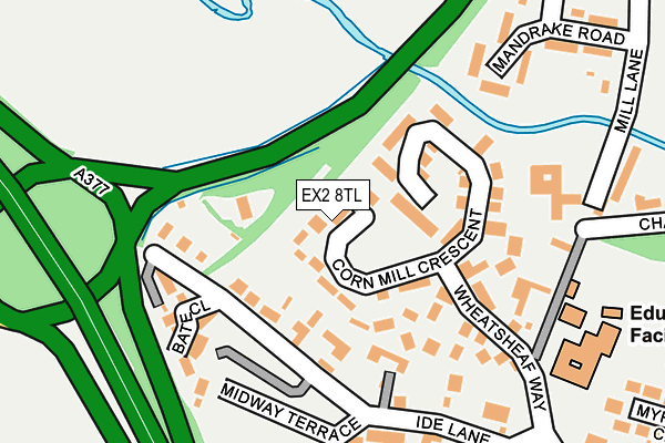 EX2 8TL map - OS OpenMap – Local (Ordnance Survey)
