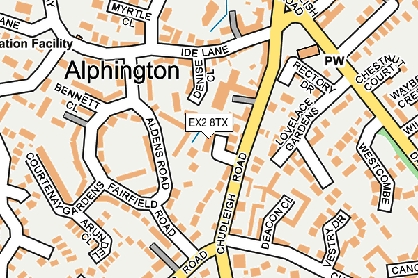 EX2 8TX map - OS OpenMap – Local (Ordnance Survey)