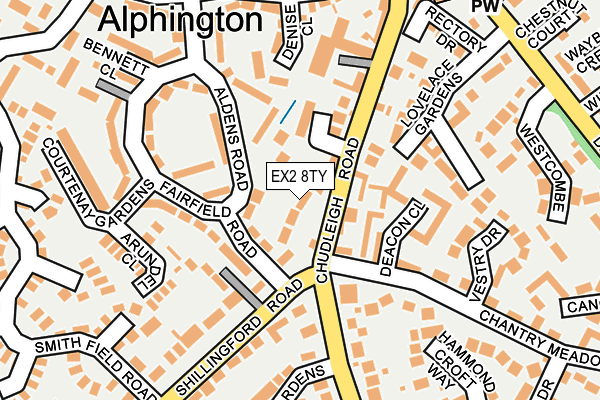 EX2 8TY map - OS OpenMap – Local (Ordnance Survey)