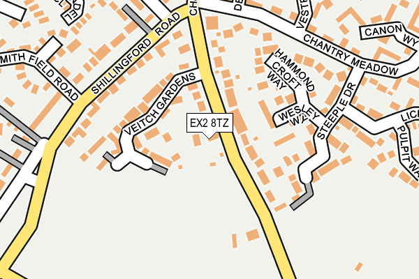 EX2 8TZ map - OS OpenMap – Local (Ordnance Survey)