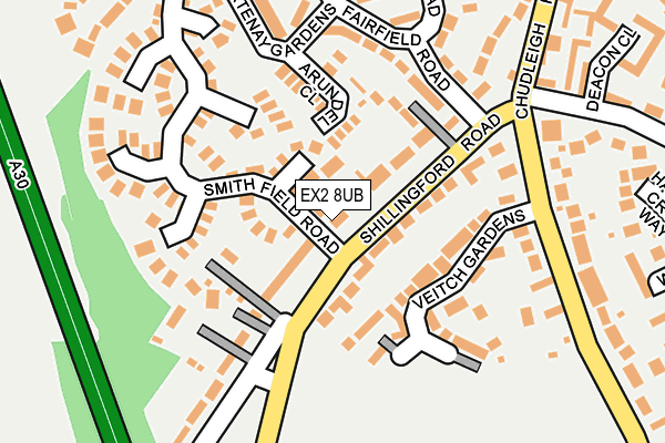 EX2 8UB map - OS OpenMap – Local (Ordnance Survey)