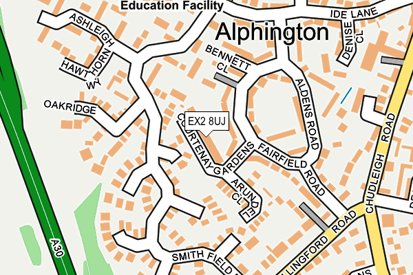 EX2 8UJ map - OS OpenMap – Local (Ordnance Survey)