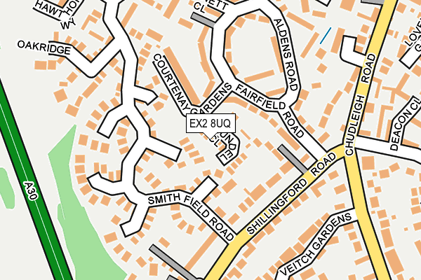 EX2 8UQ map - OS OpenMap – Local (Ordnance Survey)