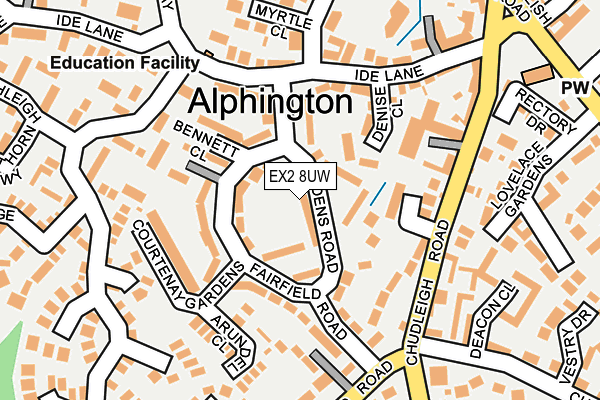 EX2 8UW map - OS OpenMap – Local (Ordnance Survey)