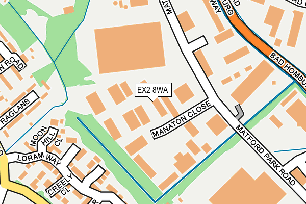 EX2 8WA map - OS OpenMap – Local (Ordnance Survey)