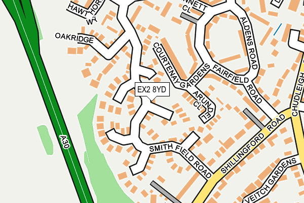 EX2 8YD map - OS OpenMap – Local (Ordnance Survey)