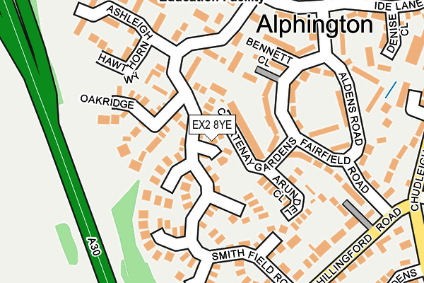 EX2 8YE map - OS OpenMap – Local (Ordnance Survey)