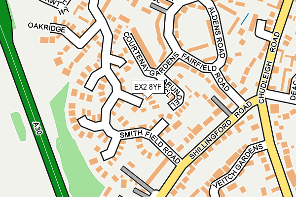 EX2 8YF map - OS OpenMap – Local (Ordnance Survey)