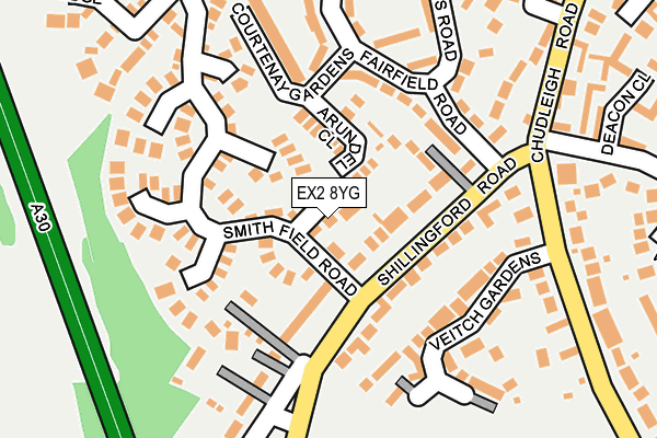 EX2 8YG map - OS OpenMap – Local (Ordnance Survey)
