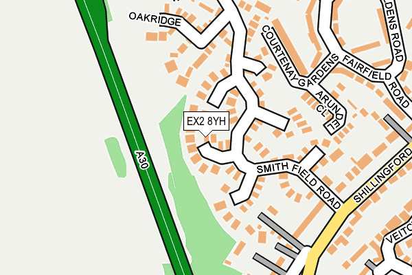 EX2 8YH map - OS OpenMap – Local (Ordnance Survey)