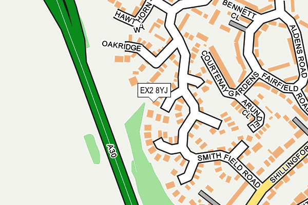 EX2 8YJ map - OS OpenMap – Local (Ordnance Survey)
