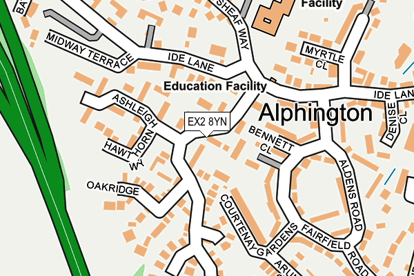 EX2 8YN map - OS OpenMap – Local (Ordnance Survey)