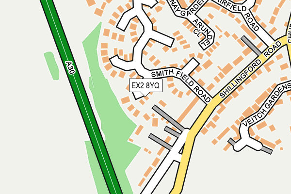 EX2 8YQ map - OS OpenMap – Local (Ordnance Survey)
