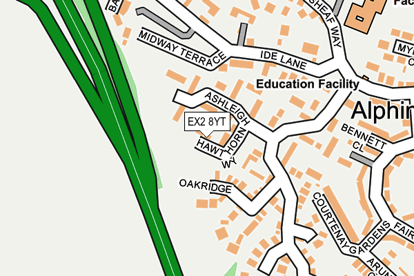 EX2 8YT map - OS OpenMap – Local (Ordnance Survey)