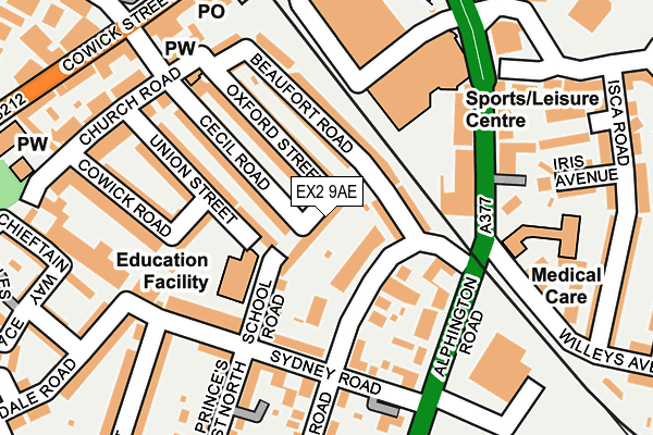 EX2 9AE map - OS OpenMap – Local (Ordnance Survey)