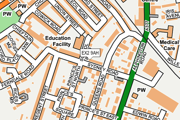 EX2 9AH map - OS OpenMap – Local (Ordnance Survey)