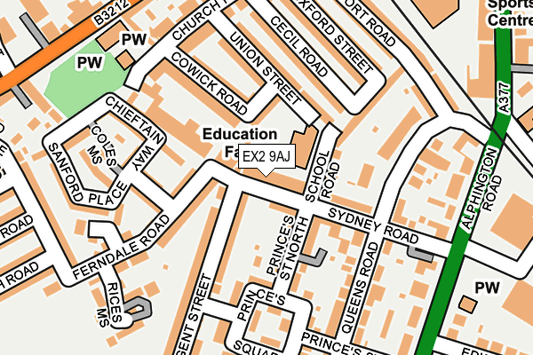 EX2 9AJ map - OS OpenMap – Local (Ordnance Survey)