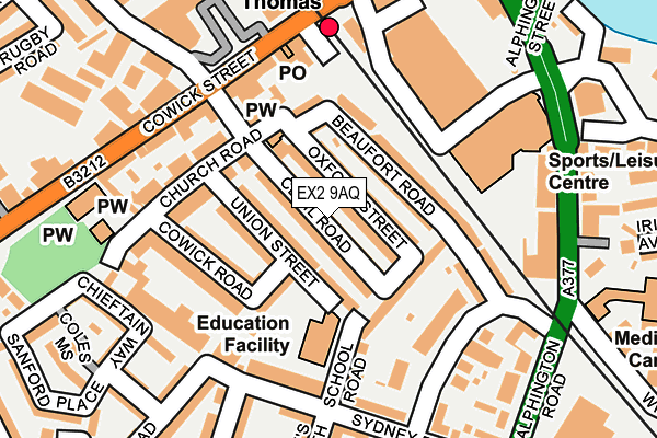 EX2 9AQ map - OS OpenMap – Local (Ordnance Survey)