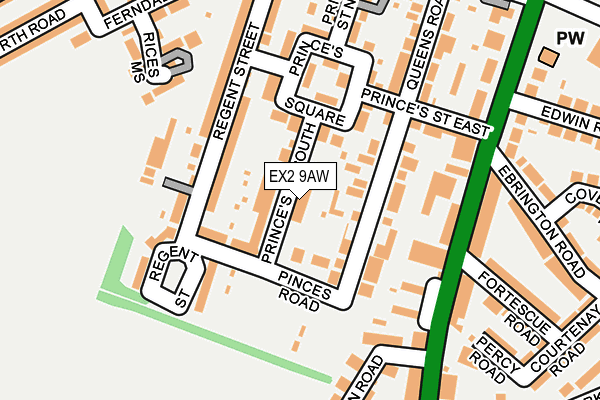 EX2 9AW map - OS OpenMap – Local (Ordnance Survey)