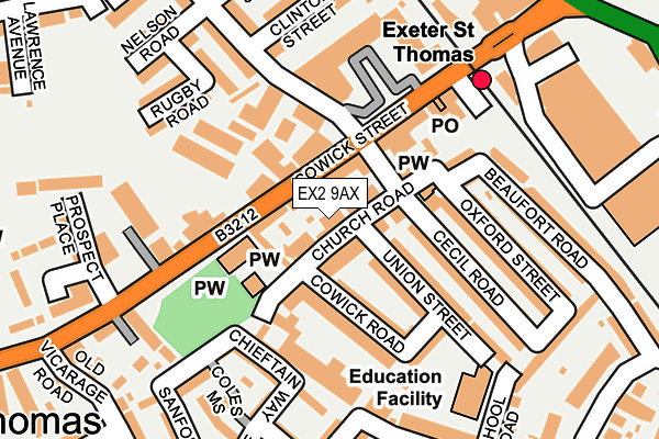 EX2 9AX map - OS OpenMap – Local (Ordnance Survey)