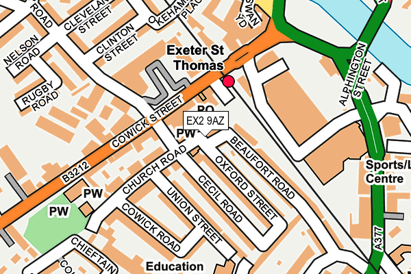 EX2 9AZ map - OS OpenMap – Local (Ordnance Survey)