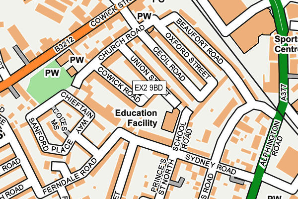 EX2 9BD map - OS OpenMap – Local (Ordnance Survey)