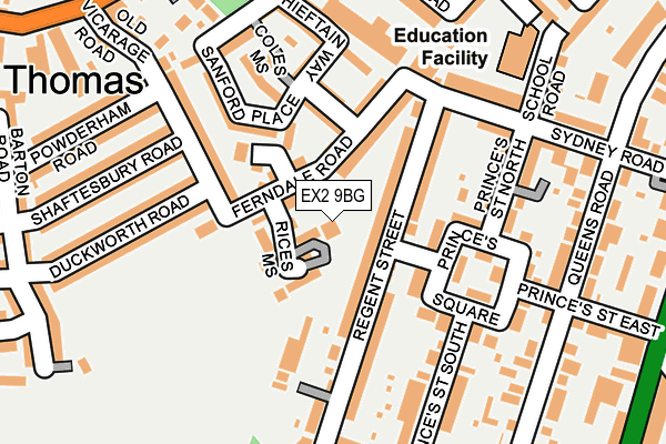 EX2 9BG map - OS OpenMap – Local (Ordnance Survey)