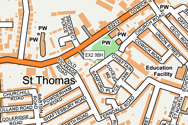 EX2 9BH map - OS OpenMap – Local (Ordnance Survey)