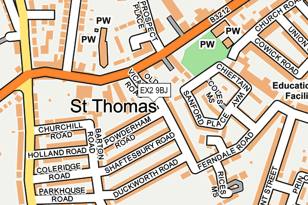 EX2 9BJ map - OS OpenMap – Local (Ordnance Survey)