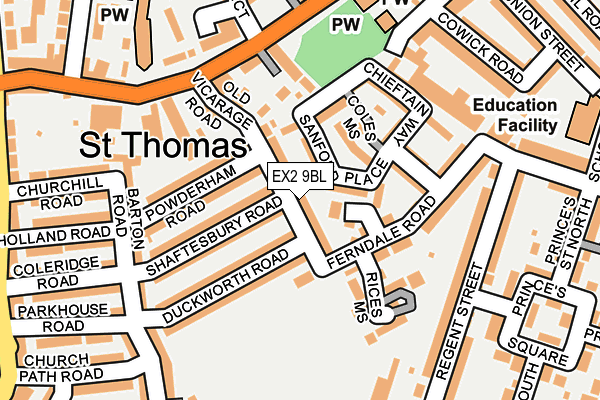EX2 9BL map - OS OpenMap – Local (Ordnance Survey)