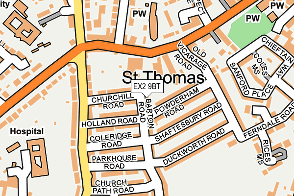 EX2 9BT map - OS OpenMap – Local (Ordnance Survey)