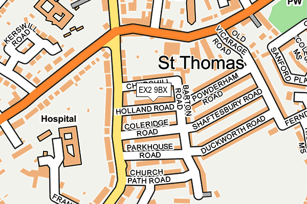 EX2 9BX map - OS OpenMap – Local (Ordnance Survey)