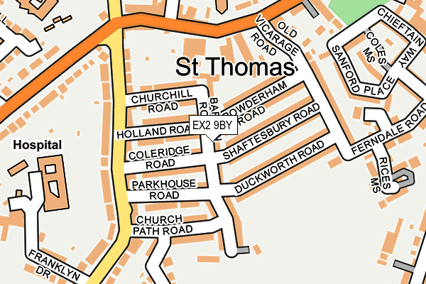 EX2 9BY map - OS OpenMap – Local (Ordnance Survey)