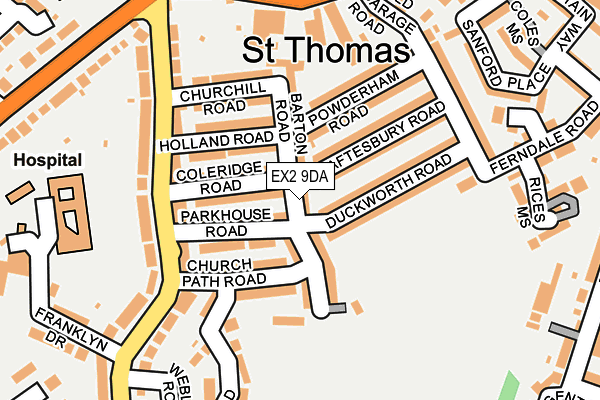 EX2 9DA map - OS OpenMap – Local (Ordnance Survey)