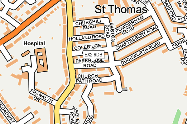 EX2 9DB map - OS OpenMap – Local (Ordnance Survey)