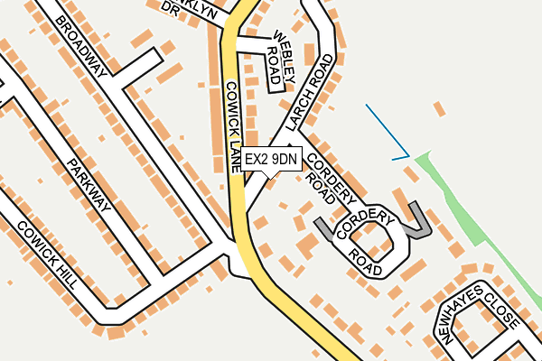 EX2 9DN map - OS OpenMap – Local (Ordnance Survey)