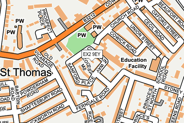 EX2 9EY map - OS OpenMap – Local (Ordnance Survey)