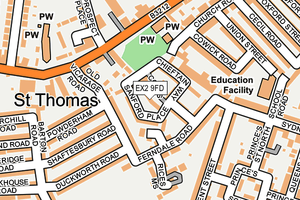 EX2 9FD map - OS OpenMap – Local (Ordnance Survey)