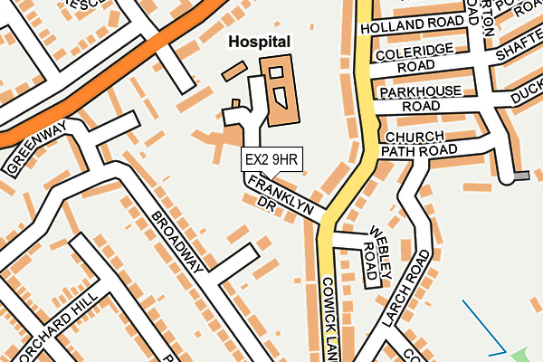EX2 9HR map - OS OpenMap – Local (Ordnance Survey)
