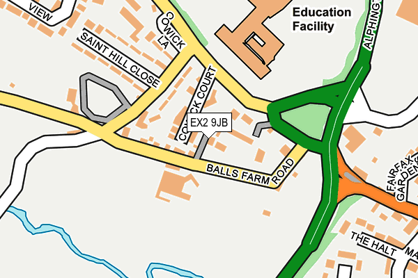 EX2 9JB map - OS OpenMap – Local (Ordnance Survey)