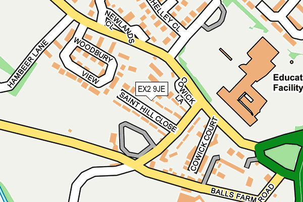 EX2 9JE map - OS OpenMap – Local (Ordnance Survey)