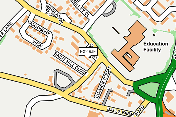 EX2 9JF map - OS OpenMap – Local (Ordnance Survey)