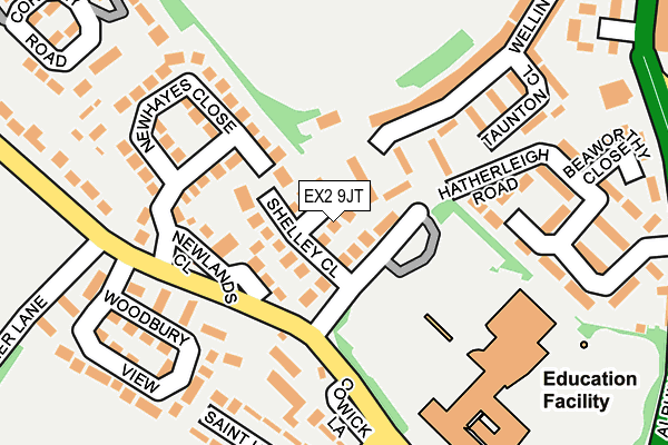 EX2 9JT map - OS OpenMap – Local (Ordnance Survey)