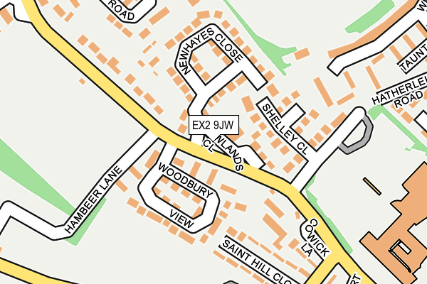 EX2 9JW map - OS OpenMap – Local (Ordnance Survey)