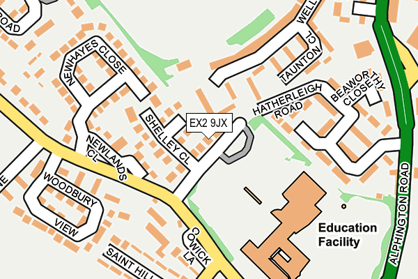 EX2 9JX map - OS OpenMap – Local (Ordnance Survey)