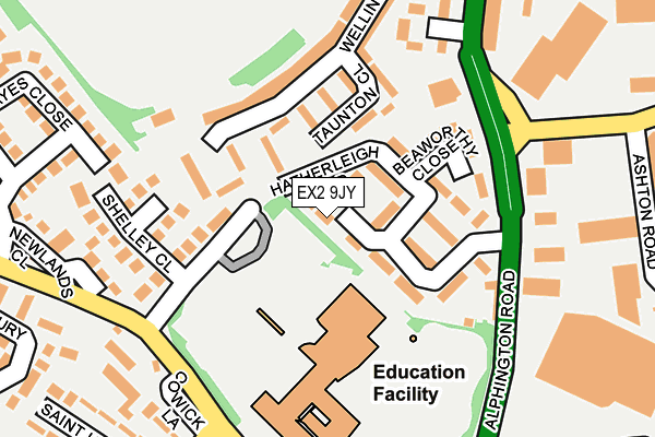 EX2 9JY map - OS OpenMap – Local (Ordnance Survey)