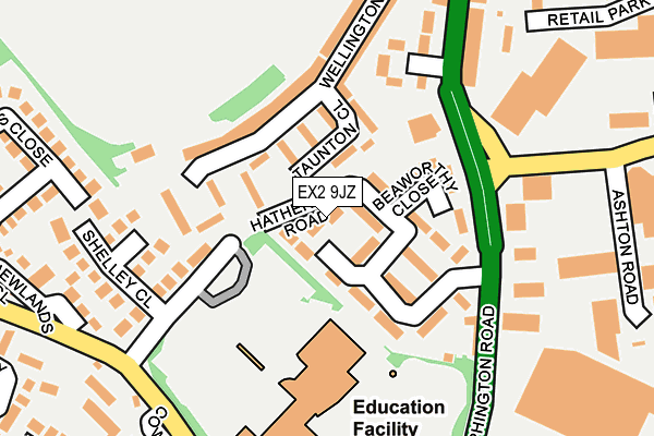 EX2 9JZ map - OS OpenMap – Local (Ordnance Survey)